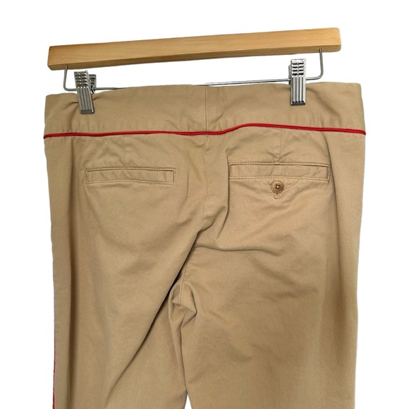 J. Crew Andie Khaki Chino Pants Cotton Tan with Red Piping Trim Size 2 - Picture 7 of 13